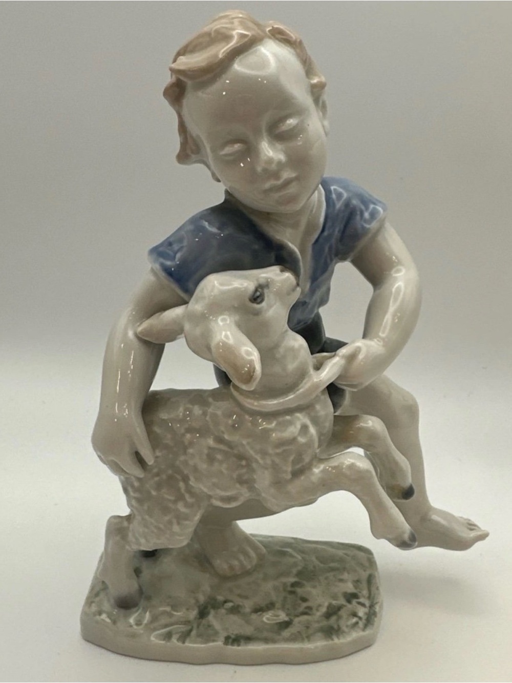 Rosenthal Boy Shepherd Lamb Porcelain Figurine, #1666 Germany Handgemalt